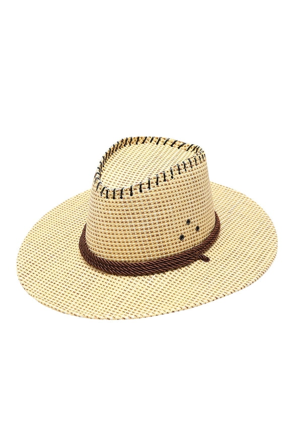 Wide Brim Hats for Women Cowboy Hat with String Straw Cowboy Hats for Women Cowboy Straw Hat Straw Cowgirl Hat, Beige One Size
