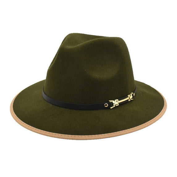 iHPH7 Wide Brim Hats for Women Panama Hats Men's Fedoras Panama Hats for Women Panama Fedora Hats for Men, Army Green One Size