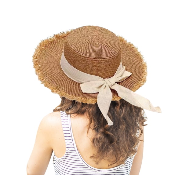 iHPH7 Wide Brim Hats for Women Sun Protective Beach Hats Straw Beach Hat Sun Protection Hat Bucket Hats for Woman, Coffee One Size