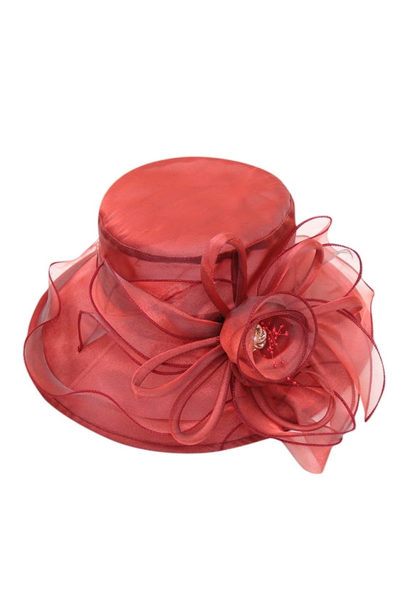 Wide Brim Sun Hat Wide Brim Hats for Women Sunhats for Women Uv Protection Tea Hats for Women Tea Party Accessories for Women, Wine One Size