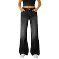 thumbnail image 1 of iHPH7 Wide Leg Jeans Woman Loose Jeans for Women Baggy Jeans Casual Pants for Women Mid Rise Jeans for Women Dark Wash Jeans Women Denim Pants for Women Black XXL, 1 of 7