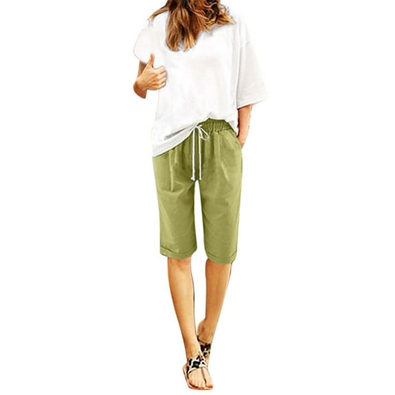 iHPH7 Wide Leg Shorts for Women, Lightweight Shorts for Women, Womens Shorts Casual, Loose Shorts Women, Bermuda Shorts for Women, Green 1 5XL