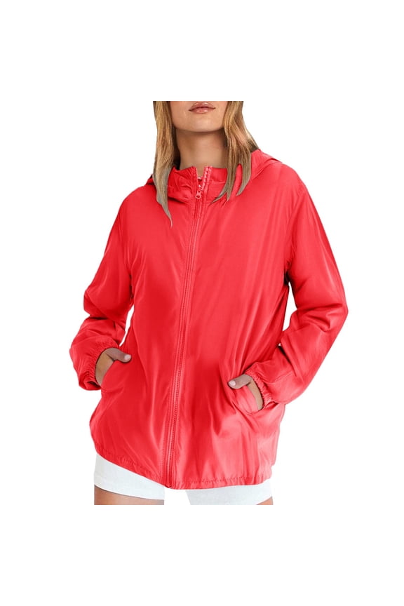 Windbreaker Jacket Women Soft Shell Jackets Womens Travel Jacket Zip Up Jacket Softshell Jacket Hooded Jacket Women Outdoor Jacket Red M
