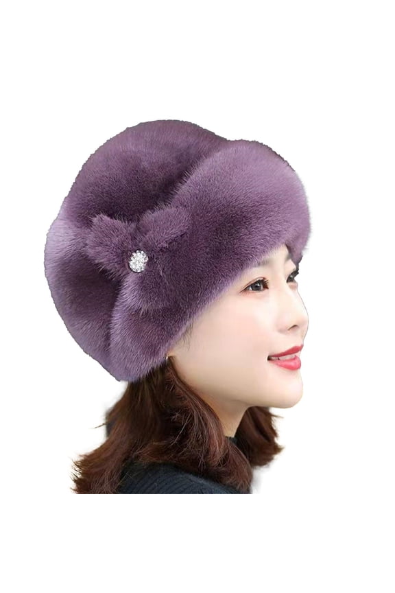 Winter Beanie Snow Hats for Women Fuzzy Hat Furry Hat Warm Hats for Women Winter Hats for Women Cold Weather Fuzzy Beanie Purple One Size