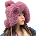 thumbnail image 1 of iHPH7 Winter Beanie Winter Hats for Women Snow Hats for Women Cute Beanie Faux Fur Hat Fur Hat for Women Warm Hats for Women Hot Pink One Size, 1 of 4