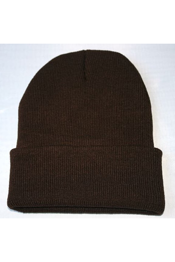 Winter Beanie for Men Women Soft Warm Knit Hat Cuffed Cap Coffee One Size