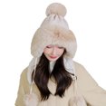 thumbnail image 1 of iHPH7 Winter Caps for Women Winter Accessories for Women Cute Beanie Furry Hat Warm Beanie Warm Hats for Women Fuzzy Beanie Beige One Size, 1 of 4