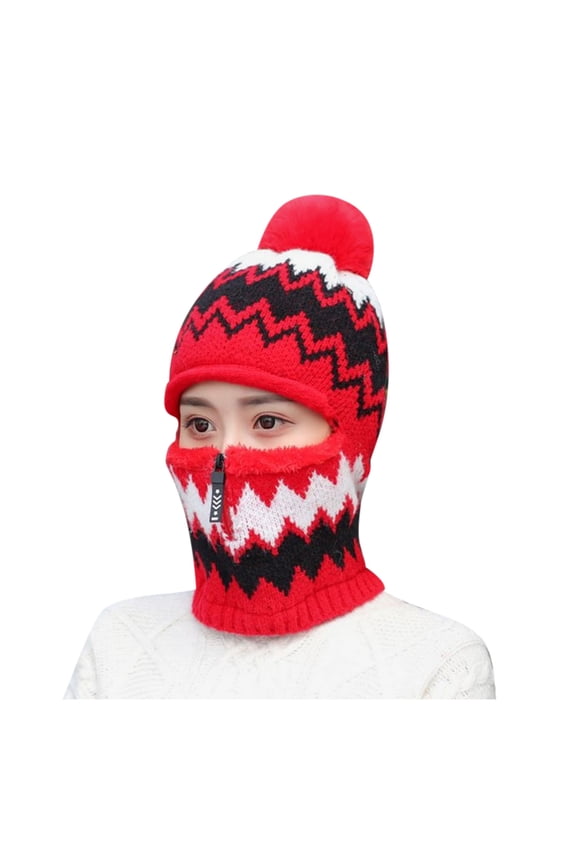 Winter Hats for Women Gorros De Frio Para Mujeres Winter Accessories for Women Scarves for Women Windproof Scarf Hats One Piece Cold Scarf Hats Hat with Scarf Attached Red One Size