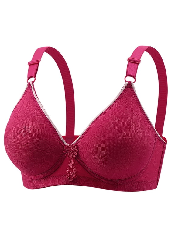 Wireless Bras for Women, Push Up Bra, Comfortable Bras for Women, Breathable Bras for Women, Full Coverage Bras for Women, Wine 38B