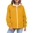 thumbnail image 1 of iHPH7 Women Fall Clothes Waterproof Rain Jacket Women Zip Up Jacket Womens Fall Clothing Outdoor Jacket Hooded Rain Jacket Women Hooded Jacket Women Yellow XXL, 1 of 9