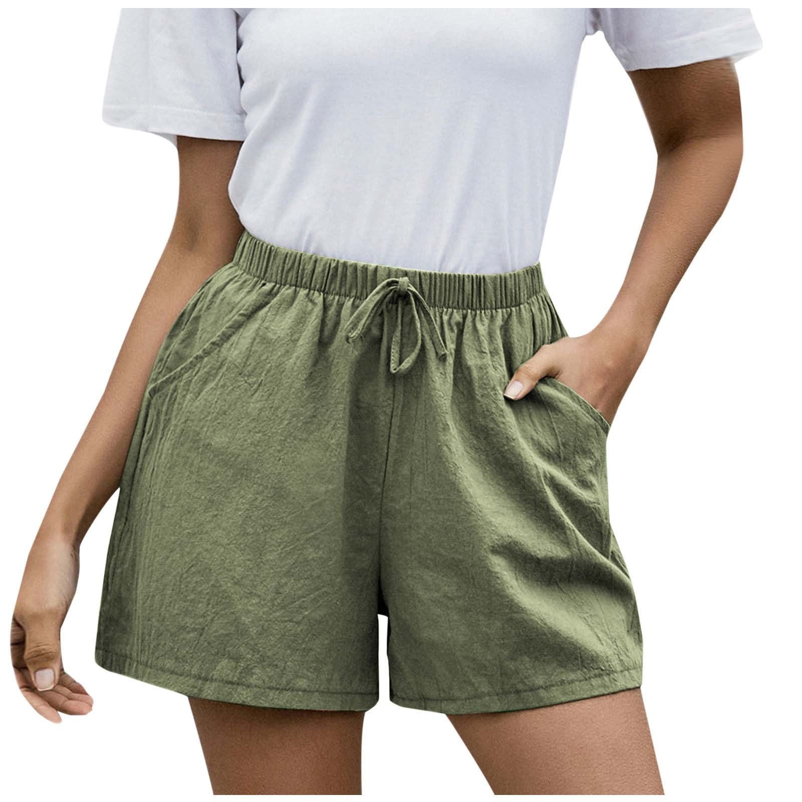 iHPH7 Women Solid High Waist Cotton And Shorts Pants Casual Beach ...