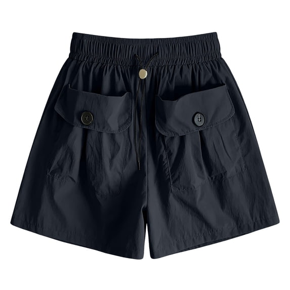 iHPH7 Women's Baggy Cargo Shorts Front Pockets Elastic Waist Drawstring Loose Fit Summer Casual Y2k Streetwear Lightweight Hiking Outdoor Vacation Bottoms Black XXL