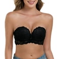thumbnail image 1 of iHPH7 Women's Convertible Strapless Bra Front Clasp Lace Push Up Plunge Underwire Anti-slip Invisible Everyday Comfort Bridal Evening Top Black S, 1 of 5