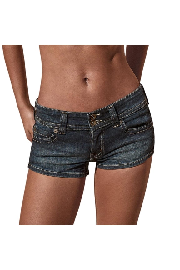 Women’s Fashion Low Waist Denim Jeans Shorts Mini Hot Pants Jeans Booty Jeans Beach Party Clubwear Dark Blue M