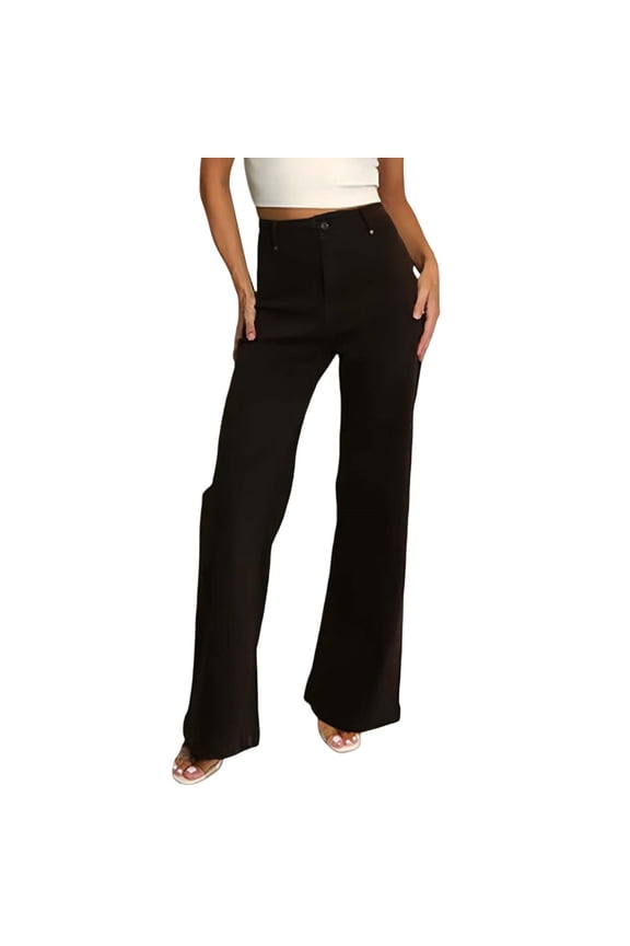 Women's Flare Bell Bottom Jeans High Waisted Wide Leg Bootcut Jeans Stretchy Denim Pants Coffee XL