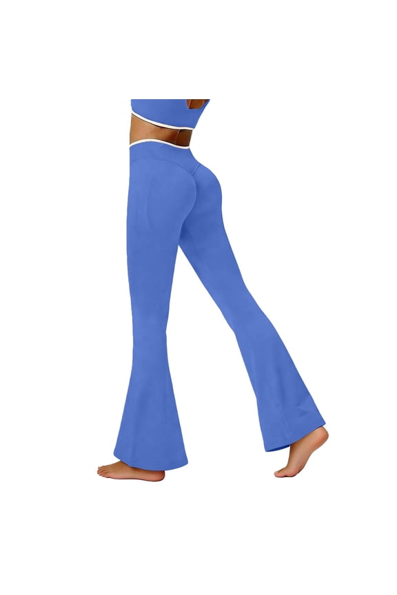 Women's Flare Yoga Pants High Waist Flared Leggings Bootcut Workout Pants Tummy Control Blue M