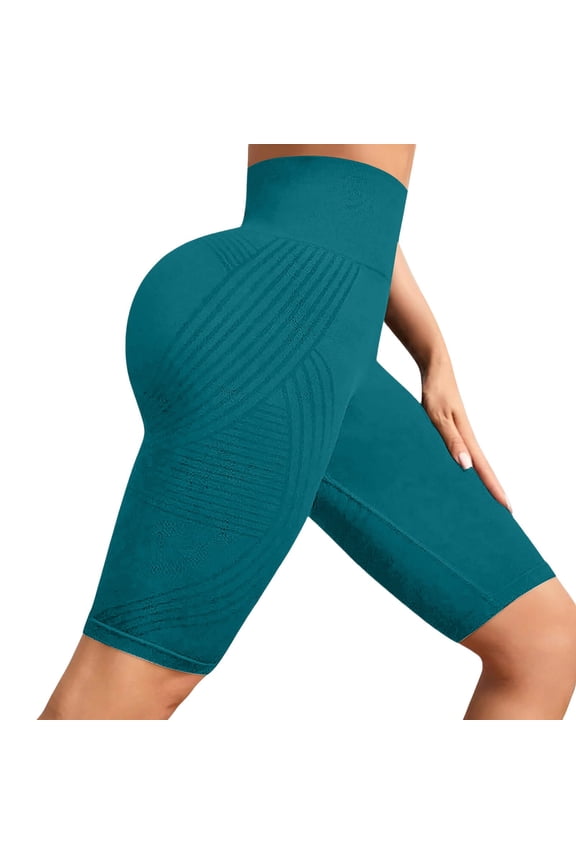Women's High Rise Scrunch Butt Capri Leggings - Anti Cellulite 3d Butt Lifting Textured Pants Compression Tummy Control Ruched Booty Sculpting Yoga Gym Summer Active Green M