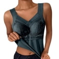 thumbnail image 1 of iHPH7 Women's Ice Silk Bralette Cami Tank Top with Removable Pads, Lace Embroidered Wireless Sleep Bra, V-neck Cooling Comfortable Stretchy Yoga & Lounge Vest Blue 3XL, 1 of 4