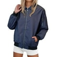 thumbnail image 1 of iHPH7 Women's Jackets Light Jackets for Women Fall Womens Clothes Womens Varsity Bomber Jacket Baggy Jacket Baggy Jacket Women's Outerwear Navy XXL, 1 of 5