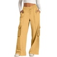 thumbnail image 1 of iHPH7 Women's Joggers Womens Fall Pants High Waisted Pants for Women Wide Leg Sweatpants Women Gym Pants Women Travel Pants Cargo Sweatpants for Women Light Yellow M, 1 of 7