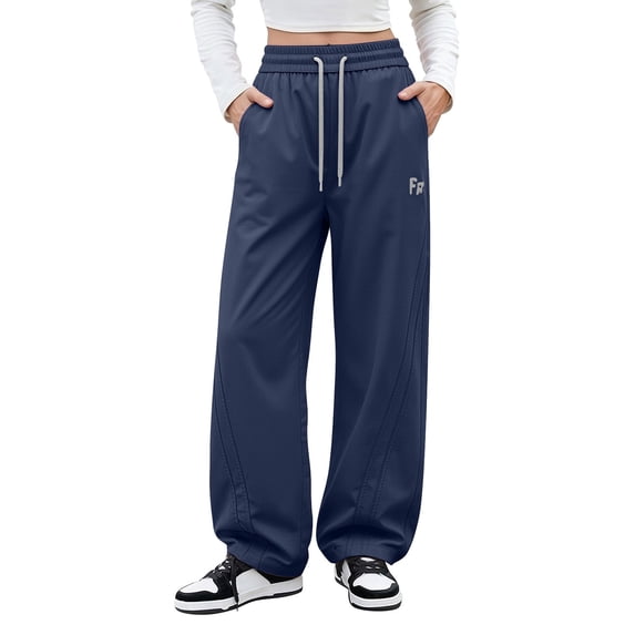 iHPH7 Women's Lightweight Waterproof Rain Pants Loose Fit Quick Dry Cargo Joggers Elastic Waistband Windproof Outdoor Trousers for Fishing Travel and Rainy Days Navy M