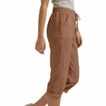 thumbnail image 1 of iHPH7 Women's Linen Capri Pants Casual Summer Capris Loose Fit Lightweight Drawstring Waisted Cropped Pants with Pockets Brown XXL, 1 of 4