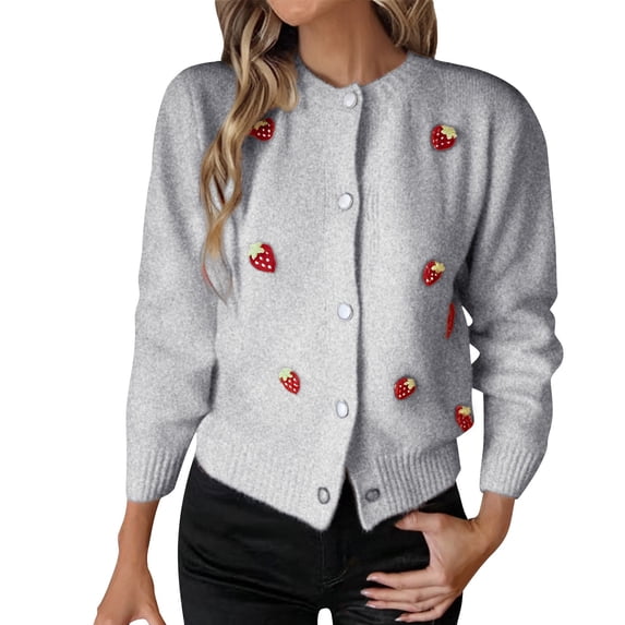 iHPH7 Women's Outerwear Fall Fashion Cute Cardigans for Women Womens Fall Clothing Casual Outerwear Long Sleeve Sweaters for Women Going Out Tops for Women Gray S
