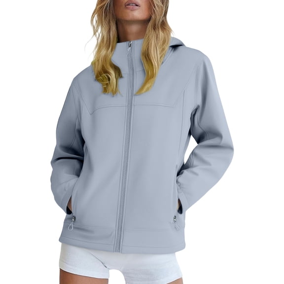 iHPH7 Women's Outerwear Softshell Jacket Women Hiking Jacket Women Waterproof Trench Coat Women Trench Coat Women Workout Jackets for Woman Travel Jacket Light Blue S