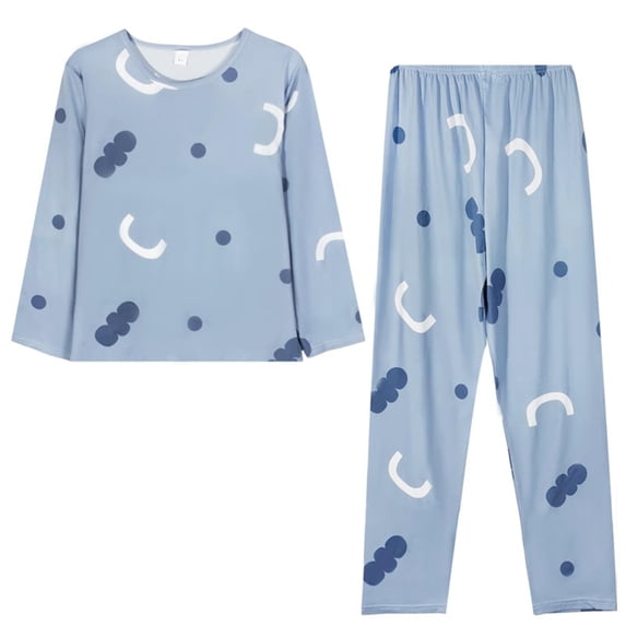 iHPH7 Women's Pajama Set Long Sleeve Sleepwear Ladies Lounge Set Soft Pjs Loungewear 2026 2 Piece Lounge Set Women Light Blue L