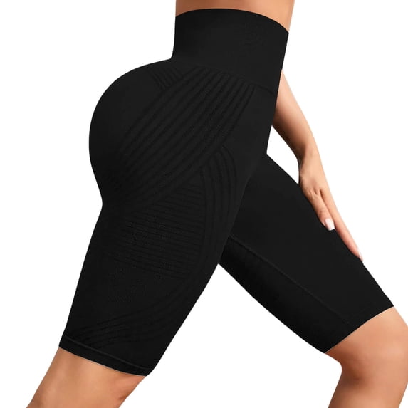 iHPH7 Women's Scrunch Butt Capri Leggings High Waist - Anti Cellulite 3d Butt Lifting Compression Pants Ruched Textured Booty Sculpting Tummy Control Yoga Workout Summer Cropped Black XXL