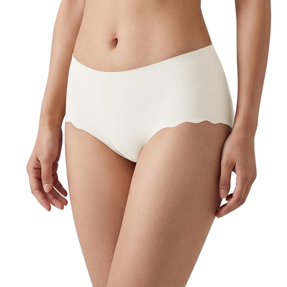 iHPH7 Women's Seamless Panties No Show Underwear Scalloped Edge Briefs Breathable Lightweight Stretchy Comfy Everyday Smoothing Undies White XL