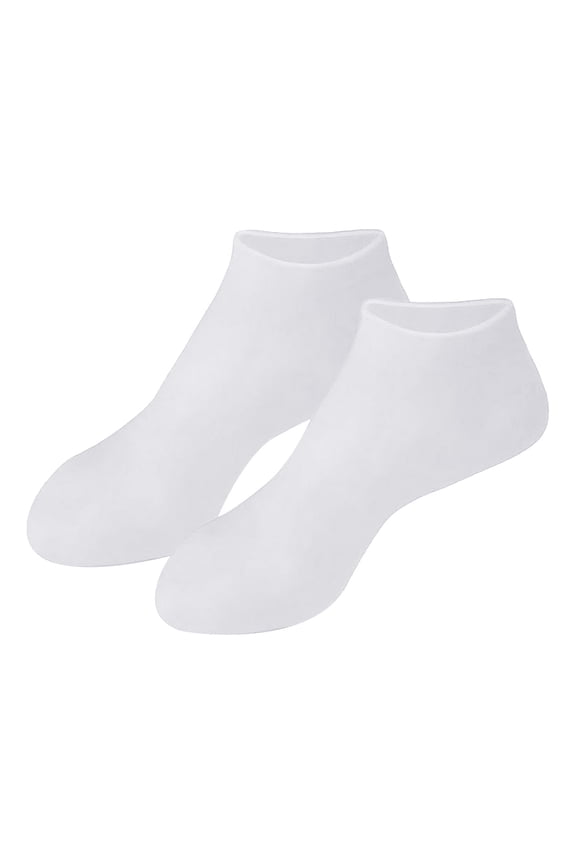 Women's Silicone Moisturizing Socks for Dry Cracked Feet, Hydrating Foot Spa Pedicure Gel Socks for Softening Rough Skin White One Size