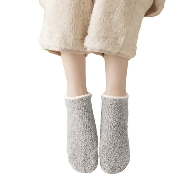 iHPH7 Women's Slipper Socks House Socks for Women Indoor Women's Ankle Socks Hospital Grip Socks Soft Socks Fluffy Socks Soft Socks for Women Fuzzy Light Gray One Size