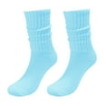 thumbnail image 1 of iHPH7 Women’s Slouch Socks Crew Boot Chunky Ribbed Cotton Scrunch Blue One Size, 1 of 3