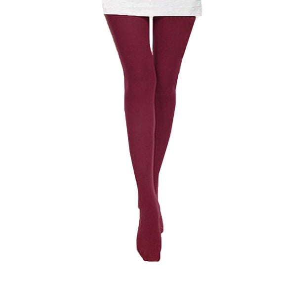 iHPH7 Women's Soft Opaque Tights, Soft High Waist Solid Color Womens Tights Wine Red One Size