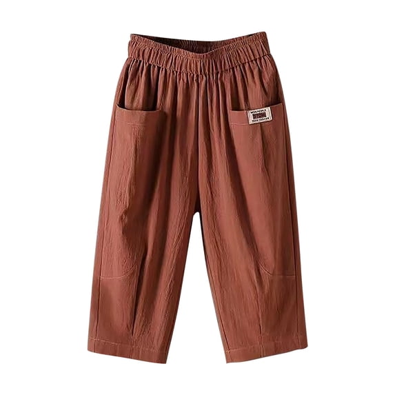 iHPH7 Women's Wide Leg Pants, Soft Cotton Capri with Pockets for Casual Summer Beach Pants for Women Baggy Capris Travel Pants Brown XL