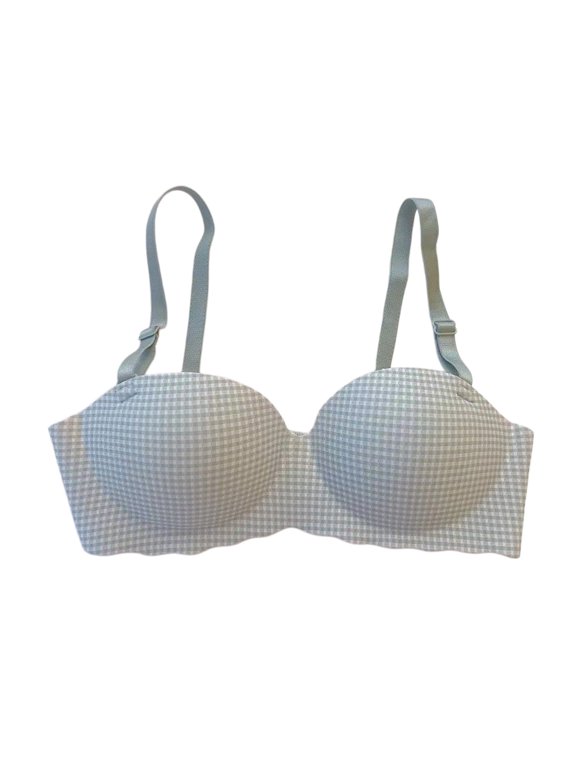Women's Wireless Bra Plaid Seamless Comfort Bralette Lightly Padded Smooth Everyday Underwear Green L