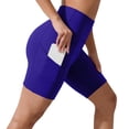 thumbnail image 1 of iHPH7 Women's Yoga Biker Shorts High Waisted with Pockets Workout Athletic Running Gym Shorts Tummy Control Side Pockets Breathable Stretchy Casual Daily Summer Activewear Blue XL, 1 of 4