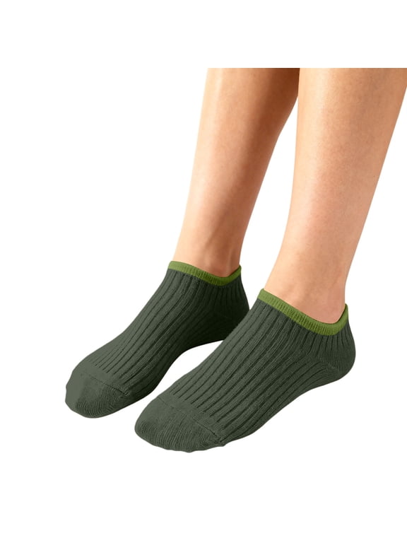Womens Ankle Socks Lightweight Breathable Casual Low Cut Socks for Women Dark Green One Size