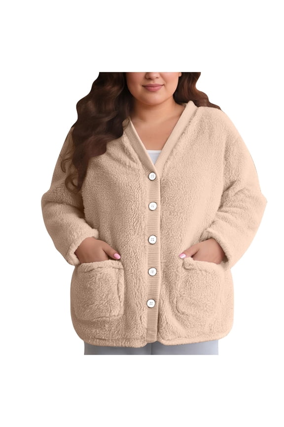 Womens Bed Jacket Fleece Jacket Pajama Tops for Women Fuzzy Fleece Jacket Women Womens Loungewear Winter Coats for Women Warm Winter Coats for Women Khaki XL