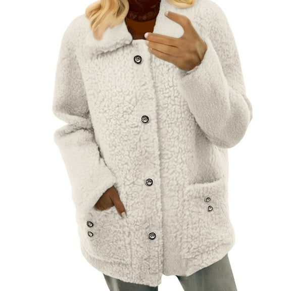 iHPH7 Womens Fleece Jacket Sherpa Jacket Women Going Out Jackets for Women Fuzzy Jackets for Women Winter Jackets for Women Fuzzy Fleece Jacket Women Teddy Coat for Women White XL