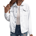 thumbnail image 1 of iHPH7 Womens Jean Jacket Casual Outerwear Vintage Jacket Boyfriend Denim Jacket Fall Fashion Womens Denim Jacket Boyfriend Jacket for Women White XXL, 1 of 4