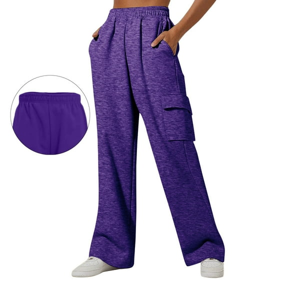 iHPH7 Womens Joggers with Pockets Fall Outfits for Women Baggy Sweatpants Women Drawstring Pants Women's Activewear Athletic Pants for Women Dark Purple M