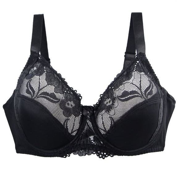 iHPH7 Womens Lace Bra Adjustable Straps V Neck Bra Bras for Women No Underwire Full Coverage Women’s Push Up Lace Bra Supportive No Underwire Bras Black 95D