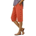 thumbnail image 1 of iHPH7 Womens Lightweight Pants, Capri Pants for Women, Loose Pants for Women Summer, Elastic Waist Pants for Women, Linen Pants for Women, Orange 3XL, 1 of 9