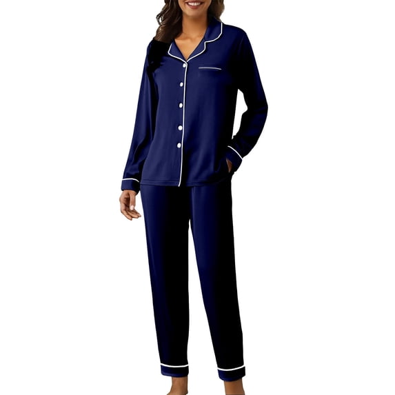 iHPH7 Womens Pajamas Set 2 Piece Button Down Pjs Soft Long Sleeve Top and Pants Sleepwear Set Lounge Sets (S-XXL)