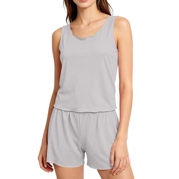 iHPH7 Womens Pajamas Set Casual Sleepwear Soft Pj Sets Tank Top and Shorts Loungewear for Summer Gray S