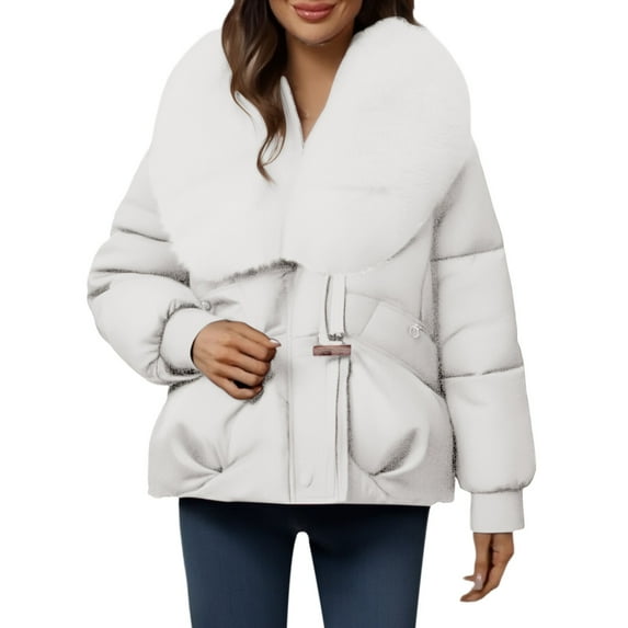 iHPH7 Womens Puffer Jacket Womens Winter Clothes Warm Coats for Women Winter Outfits for Women Winter Clothing for Women's Outerwear Zip Up Jackets for Women White XXL