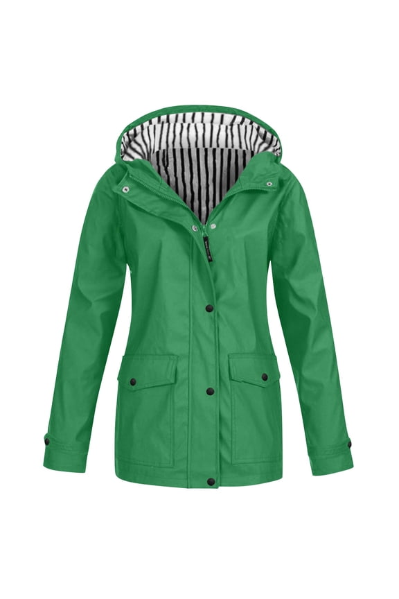 Womens Rain Jacket with Hood Long Rain Coats for Women Hiking Jacket Women Hiking Rain Jacket Women Womens Fall Clothing Hooded Jacket Women Hooded Rain Jacket Women Green 5XL