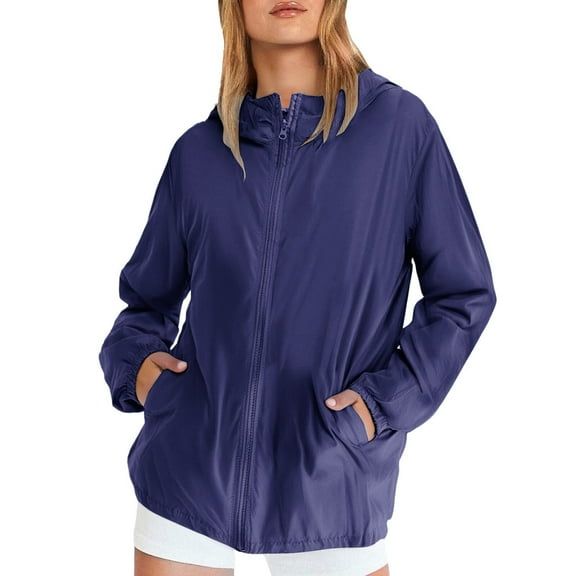 iHPH7 Womens Raincoats Waterproof with Hood Hiking Jacket Women Womens Rain Jacket with Hood Fall Fashion Zip Up Jacket Womens Fall Jackets Soft Shell Jackets Womens Navy L